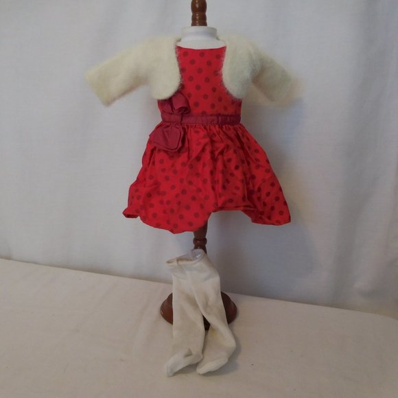 American Girl Maryellen's Christmas Party Outfit Retired Dress, TightsSweater